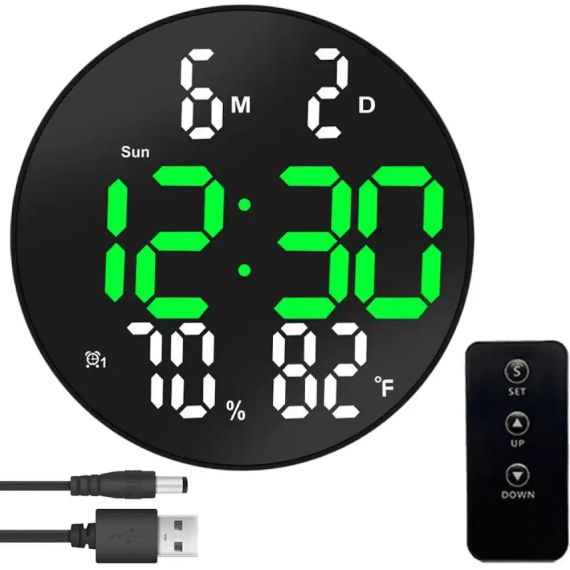 Електронні годинники настінні 26см від USB, DS-3813L / Цифровий годинник на стіну / Настільний LED