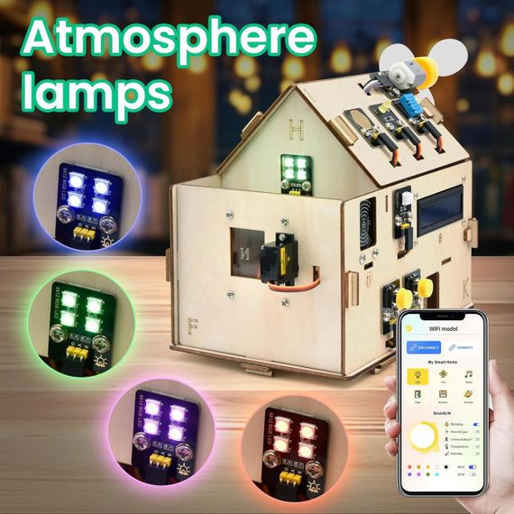 Набір KEYESTUDIO ESP32 для побудови розумного дому, STEM IoT Kit з датчиками, програмування Arduino та Python навчання електроніки | Зображення 2