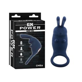 Эрекционное кольцо с вибрацией Chisa GK Power Bunny Ring синий sexstyle