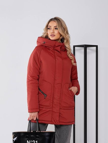 Жіноча зимова куртка з капюшоном, арт. 509, терракот