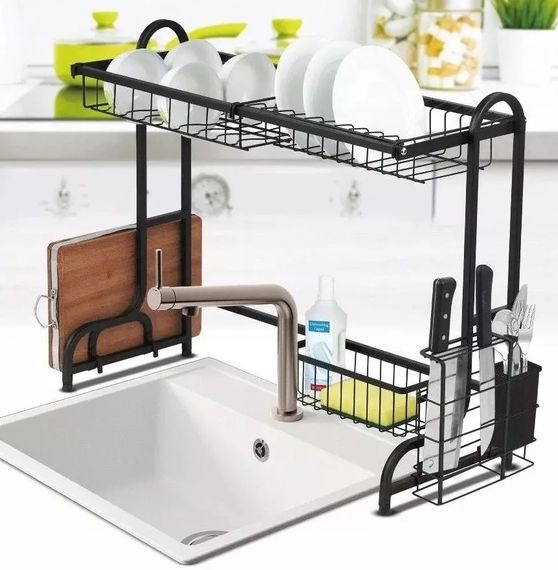 Сушарка для посуду Kamille KM-754 29.5х55.5х77 см чорна | Зображення 1