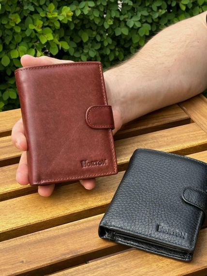 Чоловічий шкіряний гаманець люкс, чоловіче портмоне натуральна шкіра HORTON 301B | Зображення 1