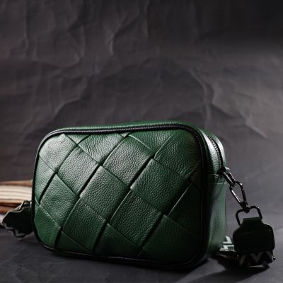 Сумка Vintage Шкіряна з плетінням Зелена (22410) | Зображення 2