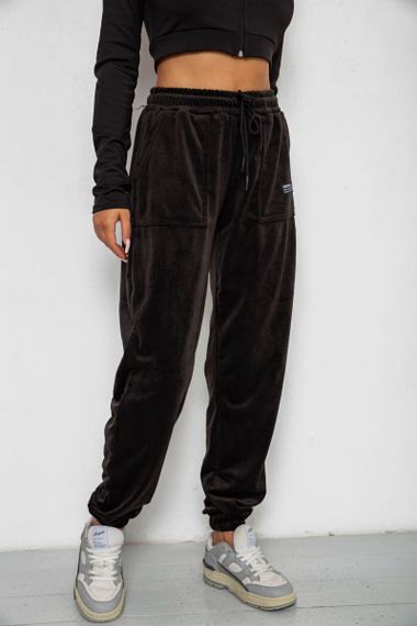 Спортивные штаны велюровые женские на флисе  -уценка, цвет черный, 238R58645-U | Зображення 2