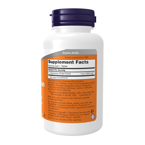 L-триптофан Now Foods L-Tryptophan Double Strength 1000mg - 60 tabs | Зображення 1
