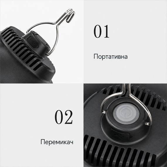 Акумуляторна кемпінгова лампа Lamp SSP-09 18×8 см, 200 Lm, з USB-зарядкою і підвісним гачком | Зображення 1