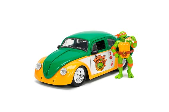 Машина металева Volkswagen Beetle Ніндзя з фігуркою Michelangelo | Зображення 1