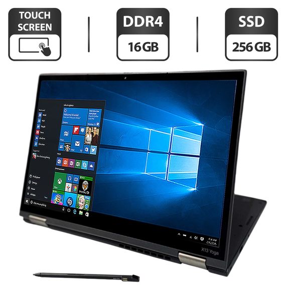 Ультрабук-трансформер Lenovo ThinkPad X13 Yoga Gen2 / 13.3" (1920x1080) IPS Touch / Intel Core i5-1145G7 (4 (8) ядра по 4.4 GHz) / 16 GB DDR4 / 256 GB SSD / Intel Iris Xe Graphics / WebCam / Стилус / Windows 10 Pro б/в