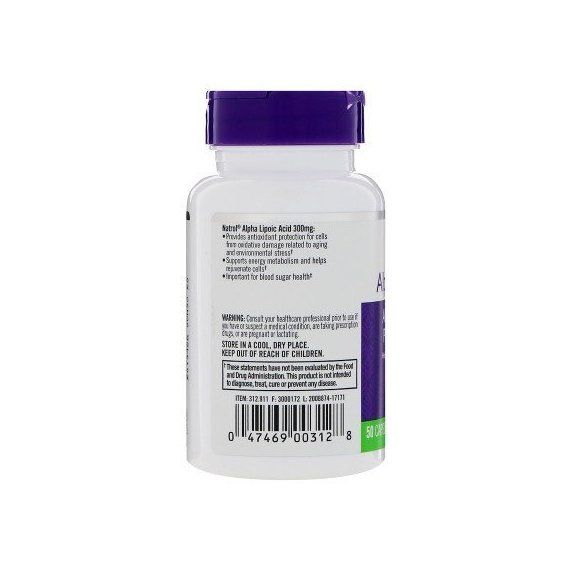 Альфа-ліпоєва кислота Natrol Alpha Lipoic Acid 300 mg 50 Caps | Зображення 2