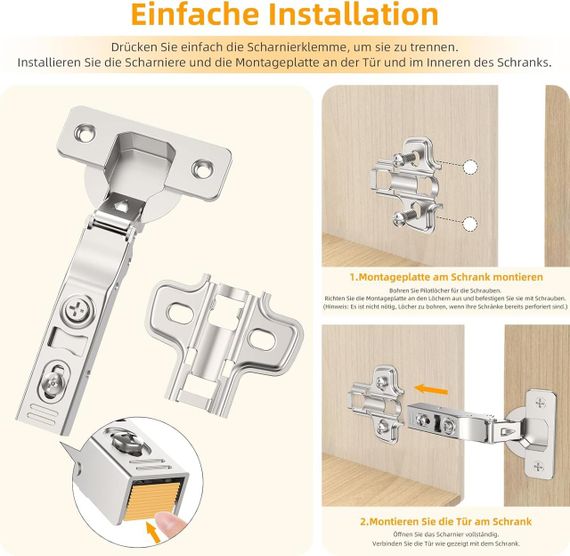Угловые петли для шкафа с доводчиком комплект 10 шт, с гидравлической пружиной для кухонных гардеробных шкафов | Зображення 3