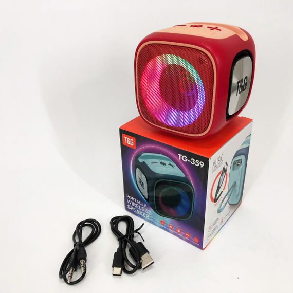 Портативна Bluetooth колонка TG359 7W з RGB підсвічуванням, Гучна блютуз колонка. Колір: червоний | Зображення 4