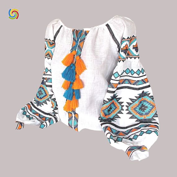 Рубашка Украинская вышиванка 217003 цвет белый размер S/M