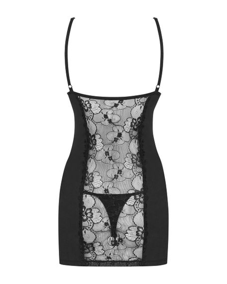 Рубашка з трусиками Obsessive Heartina chemise Чорна S/M | Зображення 6