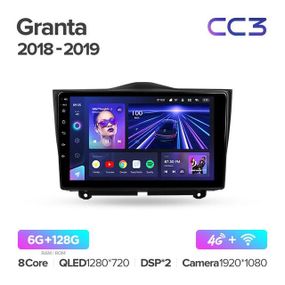 Штатна магнітола Teyes CC3 6+128 Gb LADA Granta Cross 2018-2019 9"