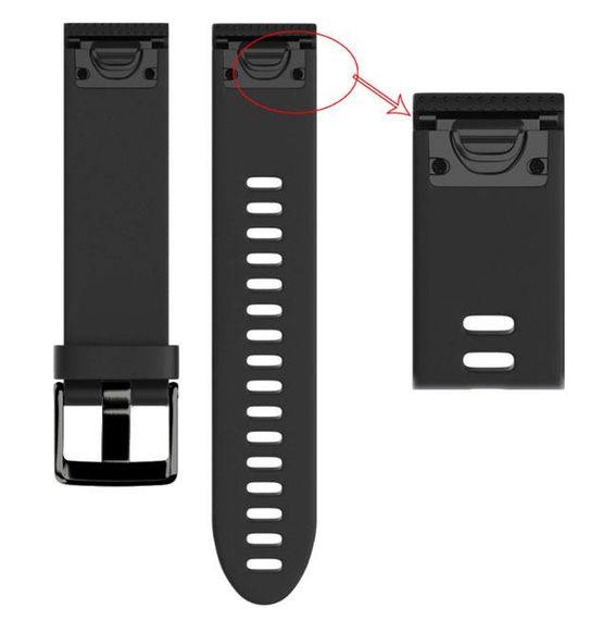 Силіконовий ремінець Primo для годинника Garmin Fenix 5S / 5S Plus / 6S / 6S Pro / 7S / 7S Pro - Black | Зображення 3