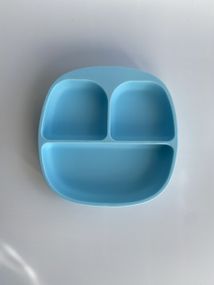 Силіконова секційна тарілка на присосці Квадрат Блакитна