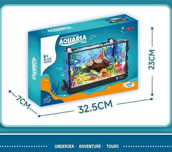 Конструктор A-Toys 7024 "Аквариум с черепахой рыбами и растениями" 753 дет со светом | Зображення 2