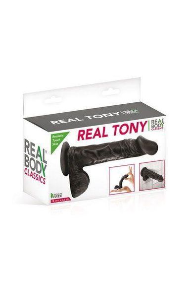 Фалоімітатор Real Body — Real Tony Black, TPE, діаметр 3,5 см (надірване паковання!!!) Sex Aura | Зображення 3