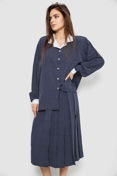 Костюм жіночий класичний у горох, колір синьо-білий, 167R3001 | Зображення 1