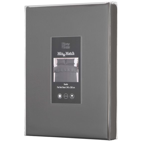 Простирадло Ardesto Mix&Match Premium, 240x260см, 100% бавовна, сатин, сірий (ART2426FSY)