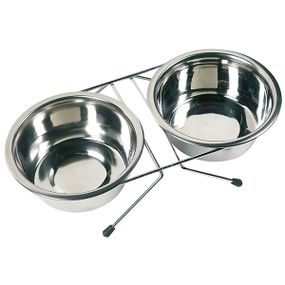 Подставка с мисками Flamingo Dinner Set из нержавеющей стали 2 х 0.36 л