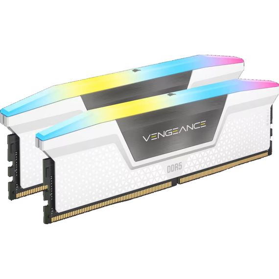 Модуль пам'яті для комп'ютера DDR5 64GB (2x32GB) 6000 MHz XMP 3.0 Vengeance RGB White Corsair (CMH64GX5M2B6000C40W) | Зображення 1