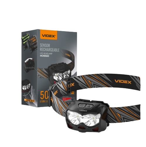 Ліхтарик LED налобний 500Lm 5000К чорний VLF-H055D Videx | Зображення 1