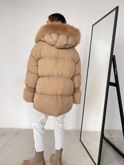 Пуховик с опушкой Cresh Puffer, карамель | Зображення 7