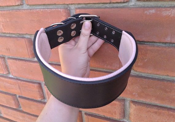 Кожаный ошейник "Lockdog"  ширина 7 см черный | Зображення 2