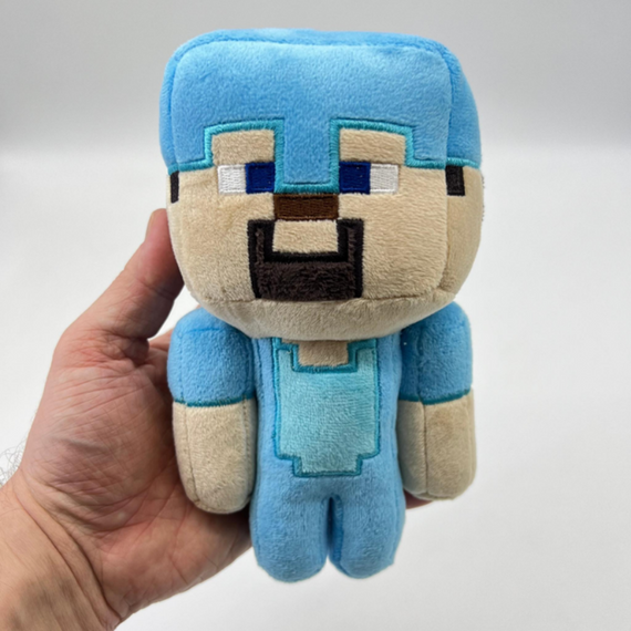 Іграшка м'яка Стів у алмазній броні 21 см із гри Minecraft, Стів у діамантовій броні