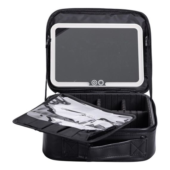 Органайзер косметичка из эко кожи с зеркалом и подсветкой 26×22×9 см HP-10-2AB | Зображення 2