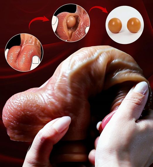 Фаллоимитатор с подвижной крайней плотью и мошонкой 215*40 mm (L) | Зображення 9