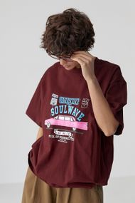 Футболка вільного фасону  із принтом авто - бордо цвет, ONE SIZE (є розміри)