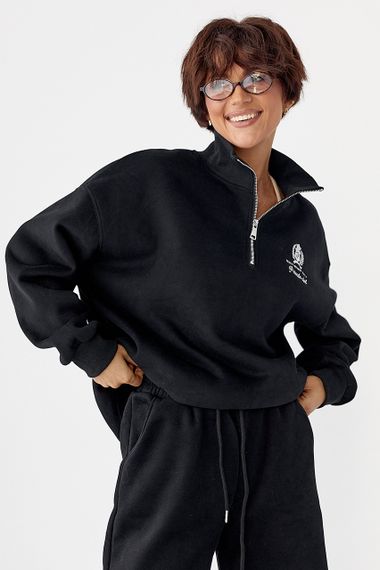 Утеплений спортивний костюм із джогерами та світшотом - чорний цвет, L/XL (є розміри) | Зображення 2