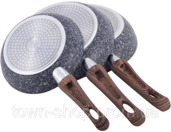 Набор 3 сковороды Kamille Grey Marble Ø20см, Ø24см, Ø28см, индукционные с антипригарным покрытием KM-4169 | Зображення 2