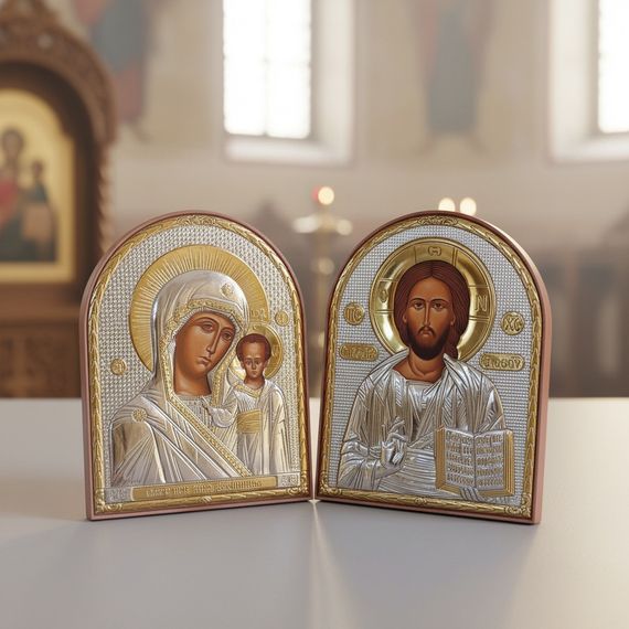 Срібна ікона з позолотою Ісус Христос, Спаситель, православна, подарункова, 16*12 см | Зображення 5