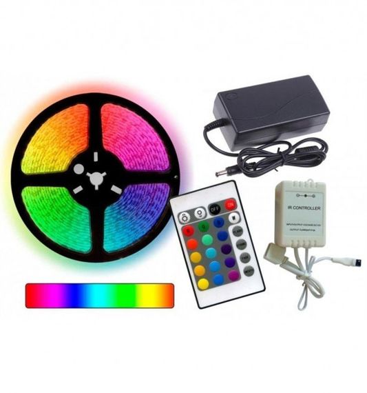 Комплект Светодиодная лента многоцветная 3528 RGB комплект 5м c пультом