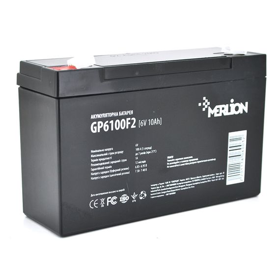 Аккумуляторная батарея MERLION AGM GP6100F2 6 V 10Ah ( 150 x 50 x 95 (100) )