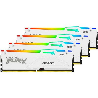 Модуль памяти для компьютера DDR5 128GB (4x32GB) 5600 MHz FURY Beast RGB White Kingston Fury (ex.HyperX) | Зображення 2