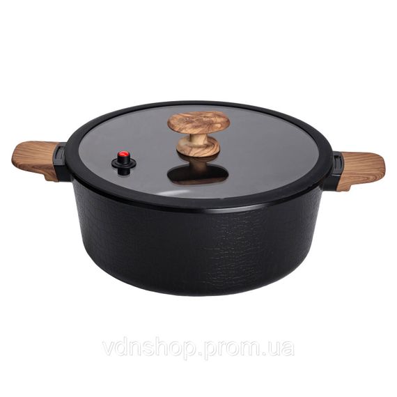 Алюмінієва каструля з керамічним покриттям антипригарним 7.7 л Ø 30 см чорна MGC HP-4-455B