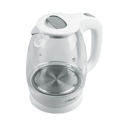 Електрочайник 1,7л 1370-1630W скло (диск) білий MR-063-WHITE Maestro