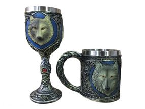 Подарунковий набір "Вовк" — кружка 400 мл + бокал 200 мл у фентезі стилі