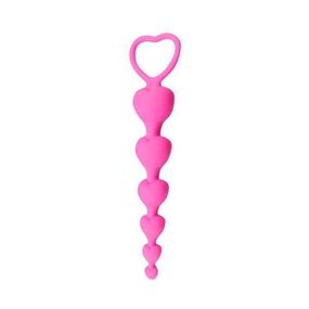 Анальний ланцюжок фігурний силіконовий HeartBeads 14,5 см Рожевий для стимуляції