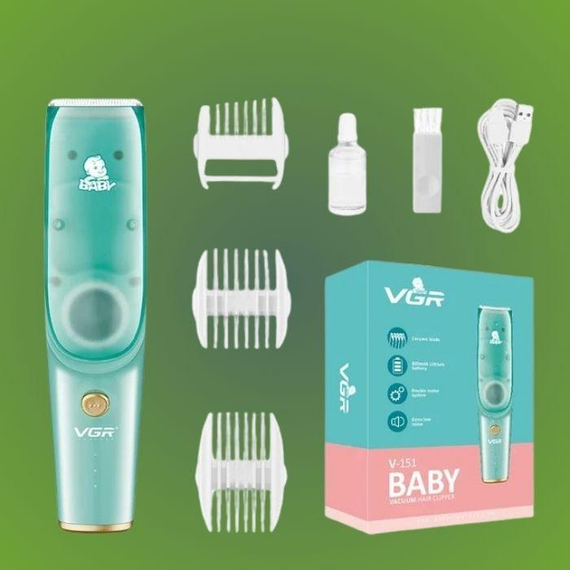 Машинка для стрижки детей и младенцев VGR Baby V-151, Беспроводной триммер 3 насадки с вытяжкой | Зображення 5
