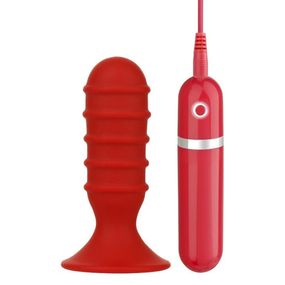 Анальна пробка з вібрацією Dream Toys Menzstuff Ribbed Torpedo, червона sexstyle