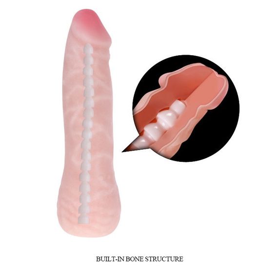 Фалоімітатор з хребтом Super Excitement Sextoy, без мошонки, бежевий, 16 см Sex Aura | Зображення 2