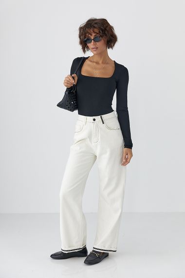 Еластичне боді з довгими рукавами - чорний цвет, XS (є розміри) | Зображення 2