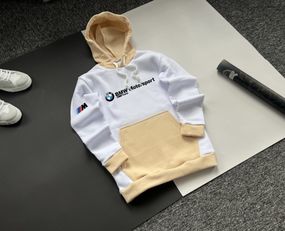 Зимове худі БМВ колір білий, бежевим