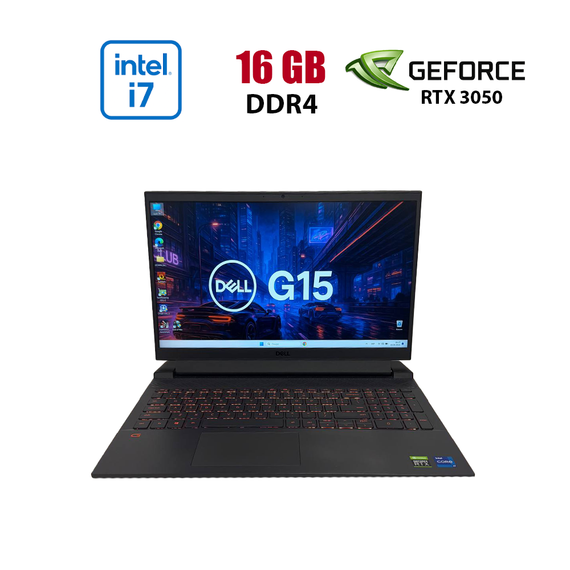Ігровий ноутбук Б-клас Dell G15 5511 / 15.6" (1920x1080) IPS / Intel Core i7-11800H (8 (16) ядер по 2.3 - 4.6 GHz) / 16 GB DDR4 / 512 GB SSD / nVidia GeForce RTX 3050, 4 GB GDDR6, 128-bit / WebCam б/в