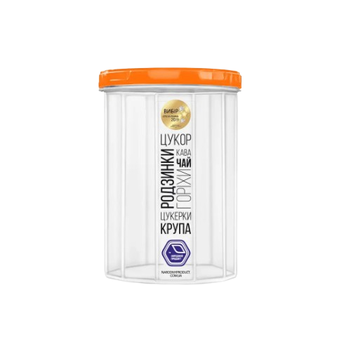 Ємність для сипучих продуктів 0,65л. (помаранчова кришка)